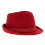 Trilby hat in red wool felt