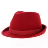 Trilby hat in red wool felt