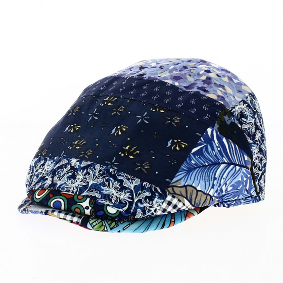 Navy Capri Patchwork Flat Cap - Traclet