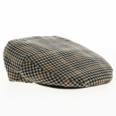 Delgo Houndstooth Flat Cap Linen Beige - City Sport
