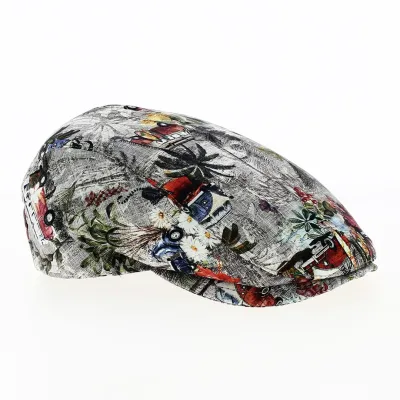 Casquette Bombée Marco Coton Gris Multicolore Motifs Hawaï - Flechet