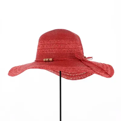 Capeline Safia Paille Papier Rouge - Traclet