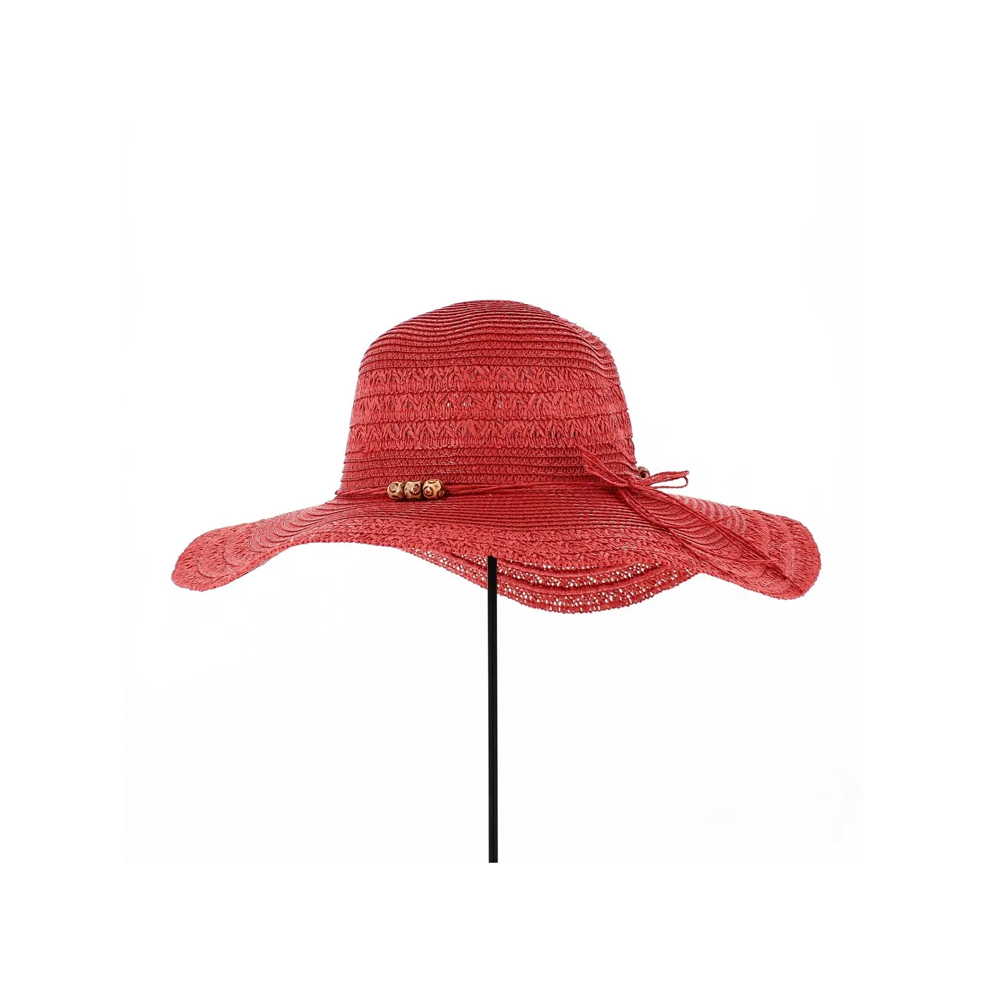 Safia Straw Capeline Red Paper - Traclet