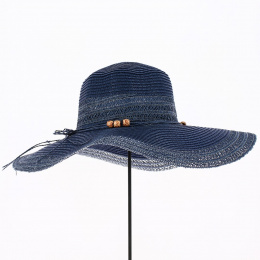 Safia Straw Capeline Blue Navy - Traclet