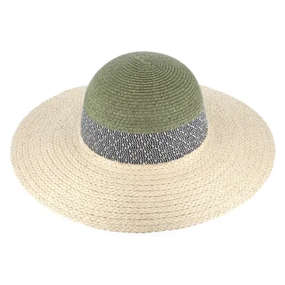 Marseillan Green & Natural Paper Straw Wide-Brimmed Hat - Traclet Reference: 15971| Traclet Hat Shop