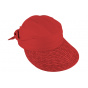 Lolita Visor Cap Straw & Cotton Red - Traclet
