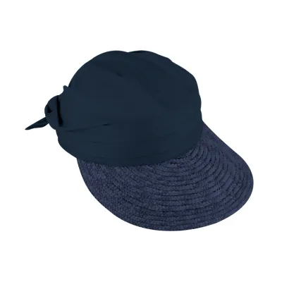 Navy Straw & Cotton Lolita Visor Cap - Traclet ref 15976