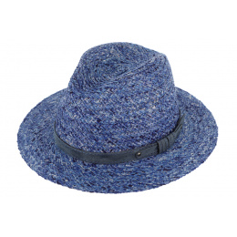 Navy Straw Biscarosse Fedora Hat - Traclet