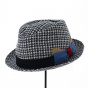 Trilby Bertho Houndstooth Cotton Hat Navy Blue - Marone