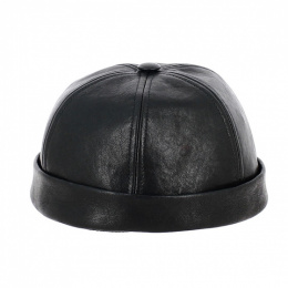 Docker Cap Nappa Black Leather - Traclet