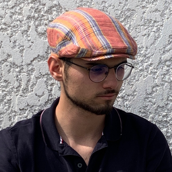 Multicolored Linen Stripe Flat Cap - Stetson