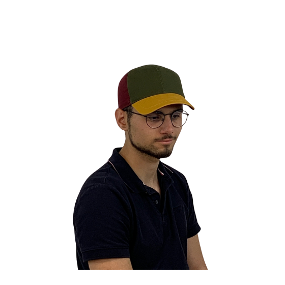 Berretto Cotton Tricolor Baseball Cap - Marone