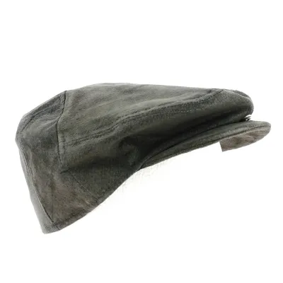 Casquette Plate Falk en Cuir Marron Foncé - Traclet