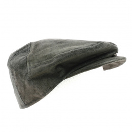 Falk Dark Brown Leather Flat Cap - Traclet