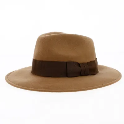 Chapeau Fedora en Feutre Laine India Camel - Traclet