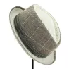 Chapeau Porkpie Diamond Beige & Marron Lin - Alfonso d'Este