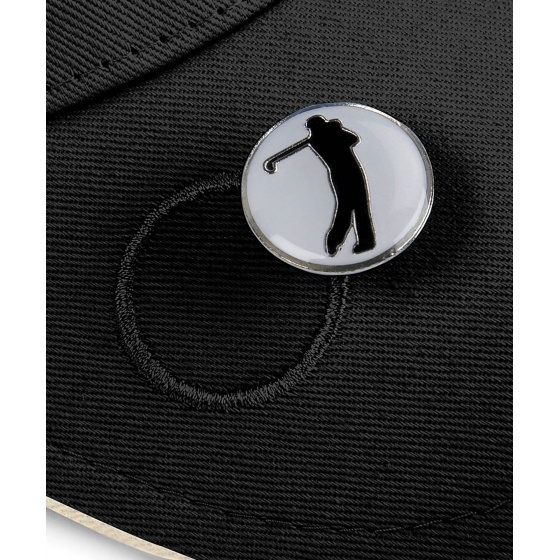 Pro-Style Golf Cap Black & White Cotton UPF 50+