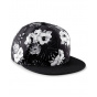 Flat Brim Graphic Floral Peak Snapback Cap