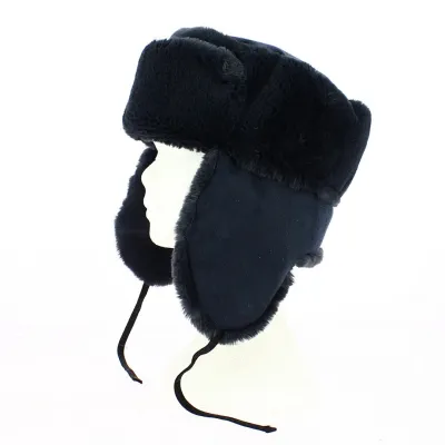 Chapka Russe Ushanka Bleue Marine - Traclet