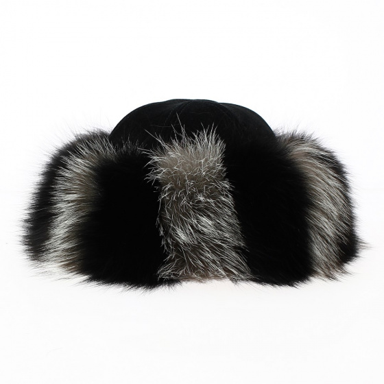 Toque Irene in Leather and Fox Grey and Black - Traclet
