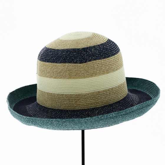 Chapeau Breton Ohia en Paille Papier Bleu - Traclet