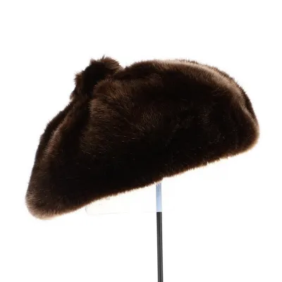 Fake Fur Beret Ama Brown - Traclet