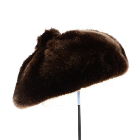 Fake Fur Beret Ama Brown - Traclet