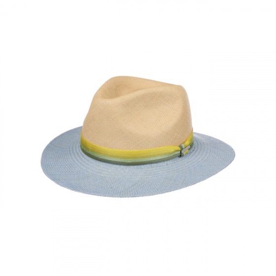 Chapeau Traveller Panama Pam Naturel et Bleu - Stetson