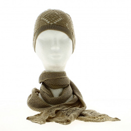 Ensemble Bonnet et Echarpe en Crochet Beige - Esprit