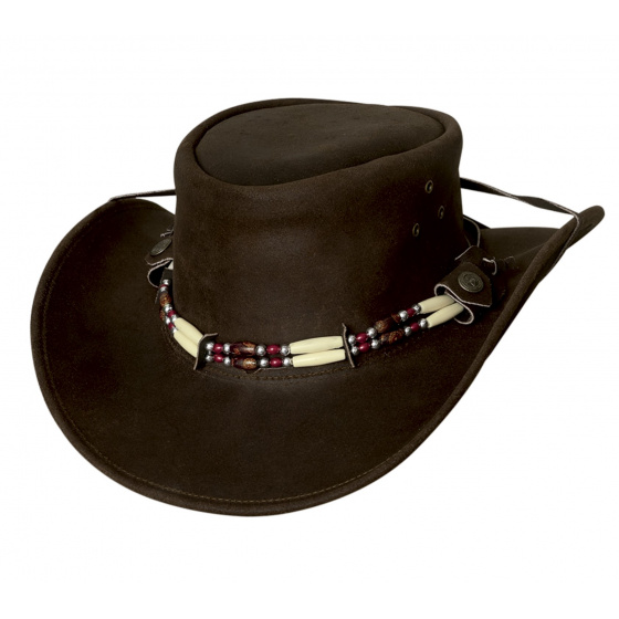 Brown Indiana leather hat