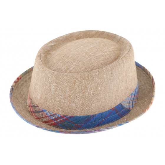 Chapeau PorkPie Caribe Madras Lin & Coton - Traclet Chapeau PorkPie Caribe Madras Lin & Coton - Traclet