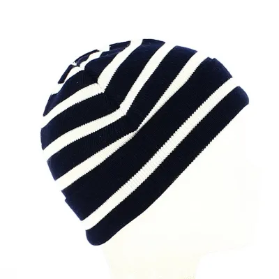 Bonnet à Revers  à Rayures Marine et Blanc - Traclet