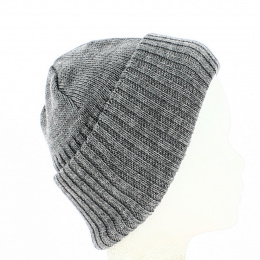 Grey Wool Reversible Beanie - Traclet