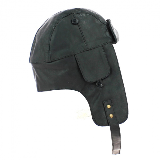 Boyington Black Leather Car Helmet - Aussie Apparel Boyington Black Leather Car Helmet - Aussie Apparel