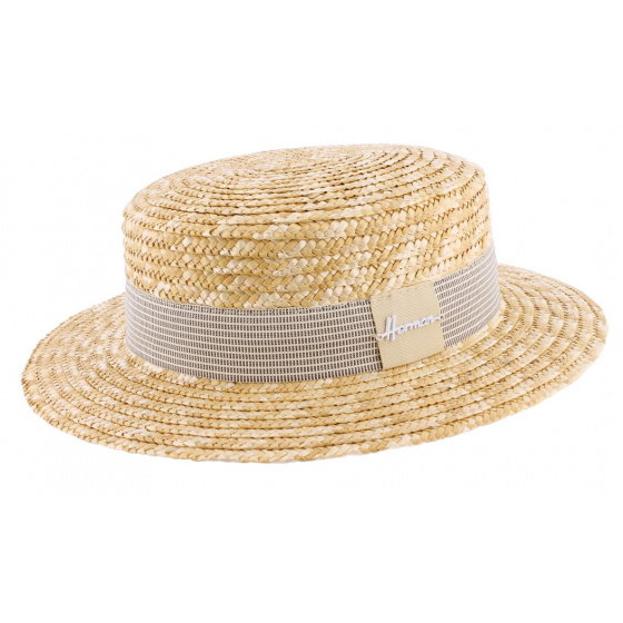 Natural Straw Boater Hat Benson - HERMAN Natural Straw Boater Hat Benson - HERMAN