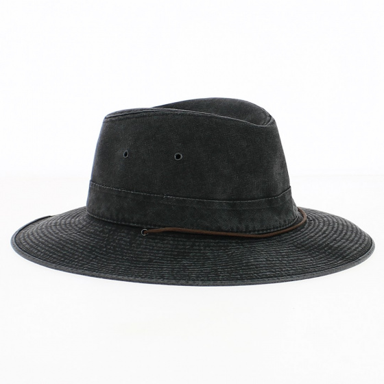 Chapeau Safari Durban Coton Noir - Crambes Chapeau Safari Durban Coton Noir - Crambes