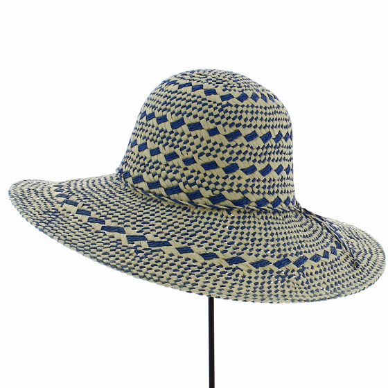 Dill Straw Capeline Blue and White Paper - Barts