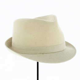 Chapeau fashion coton uni beige