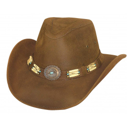 Cowboy Hat APALACHEE Brown Leather - Bullhide