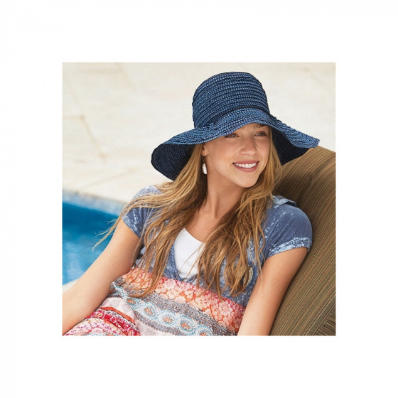 Navy White Polka Dot Scrunchie Sun Hat UPF 50+ - House Of Ord