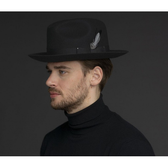 Black Gangster Fedora Hat - Bailey