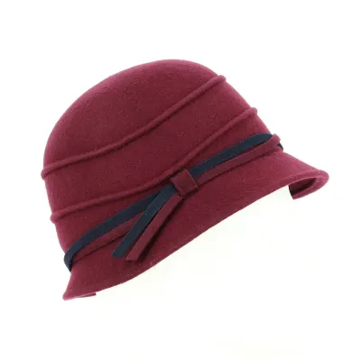 Chapeau Cloche Milan Feutre Bordeaux