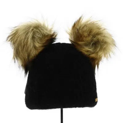 Bonnet deux pompons fausse fourrure