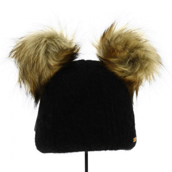 Two pom-pom faux fur beanie