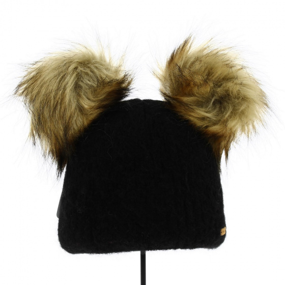 Two pompoms fake fur hat