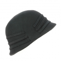 Cloche Hat Felt Wool Black - Traclet