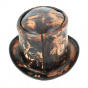 Chapeau haut de forme fantaisie steampunk en cuir marron