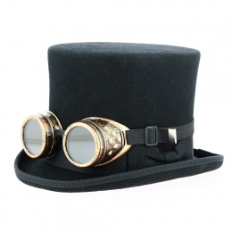Top hat steampunk felt wool with glasses
