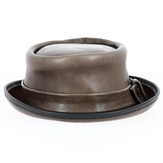 Chapeau Demi Faut de forme En Cuir Marron