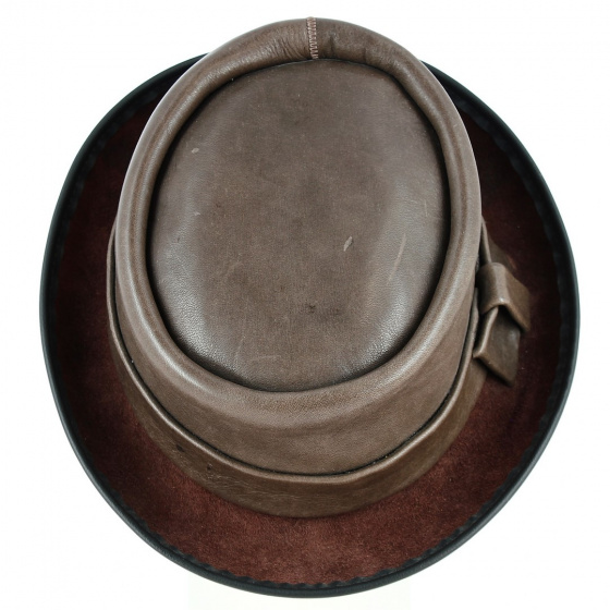 Brown Leather Half Top Hat